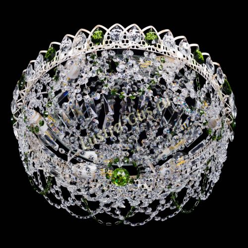 Люстра Каскад Ажур Зеленая белая в Ставрополе Гусь Хрустальный